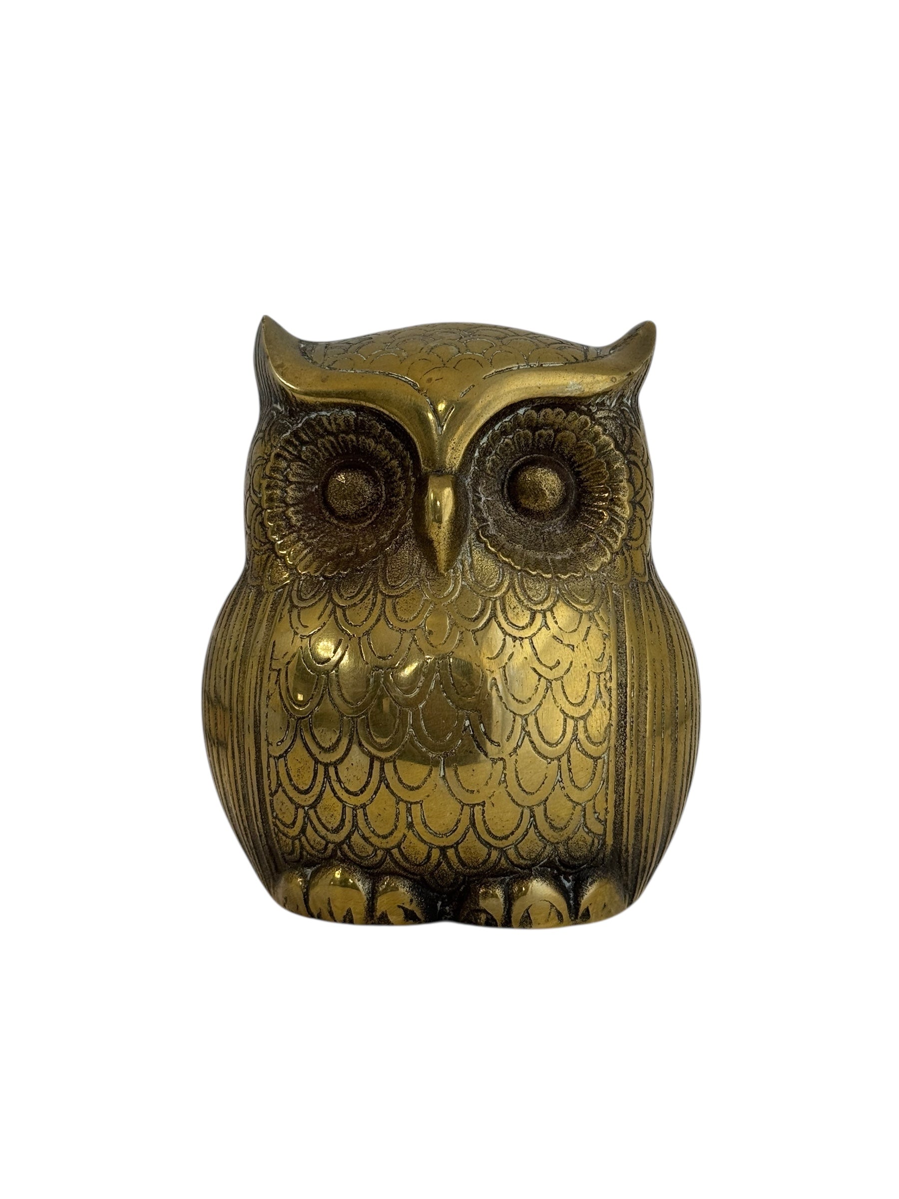 Vintage Brass Owl Coin/Wish Bank