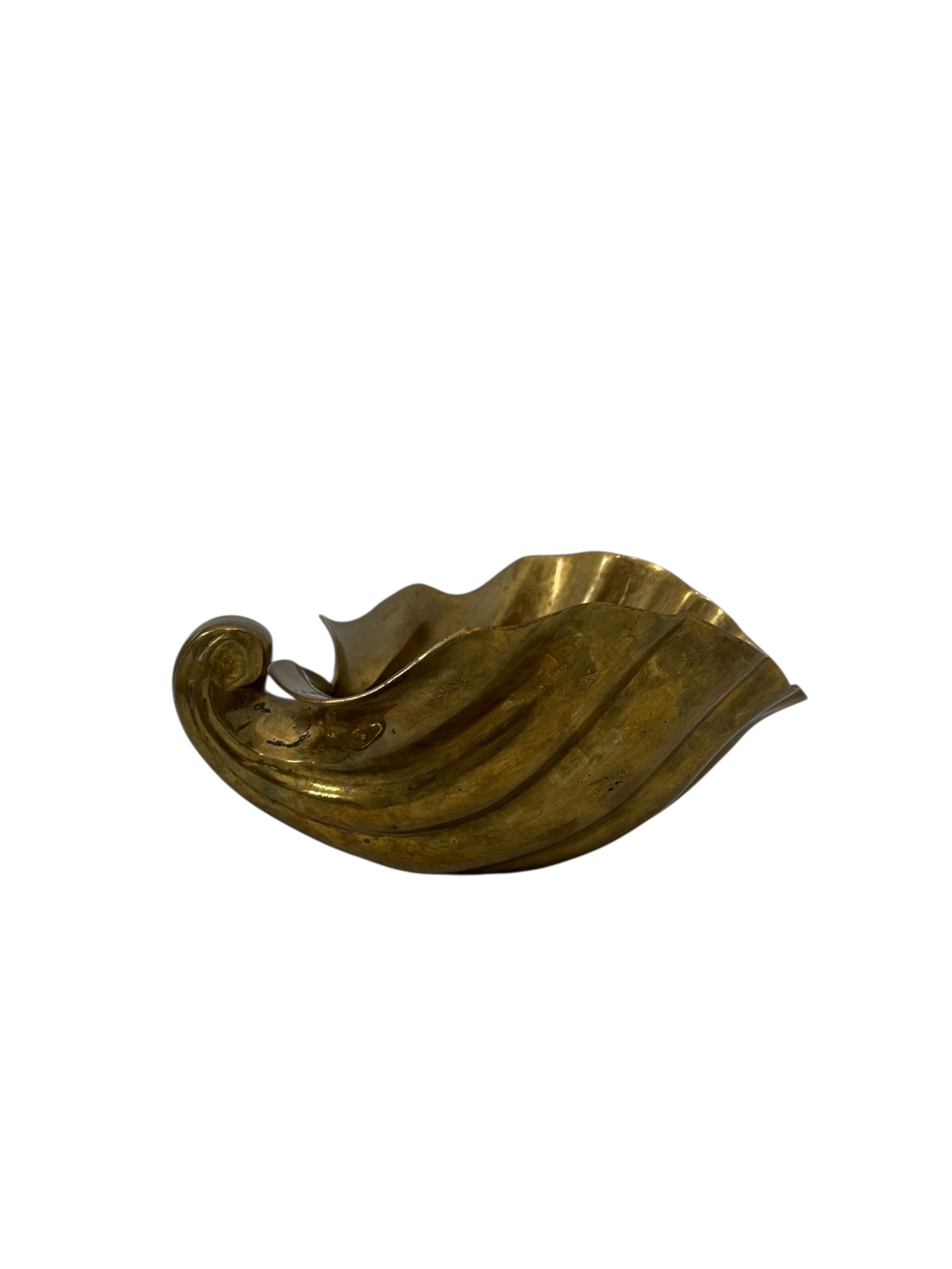 Vintage Brass Clam Shell Bowl – Hollywood Regency Mid-Century Accent