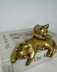Vintage Bronze Resting Shelf Cats-A Pair