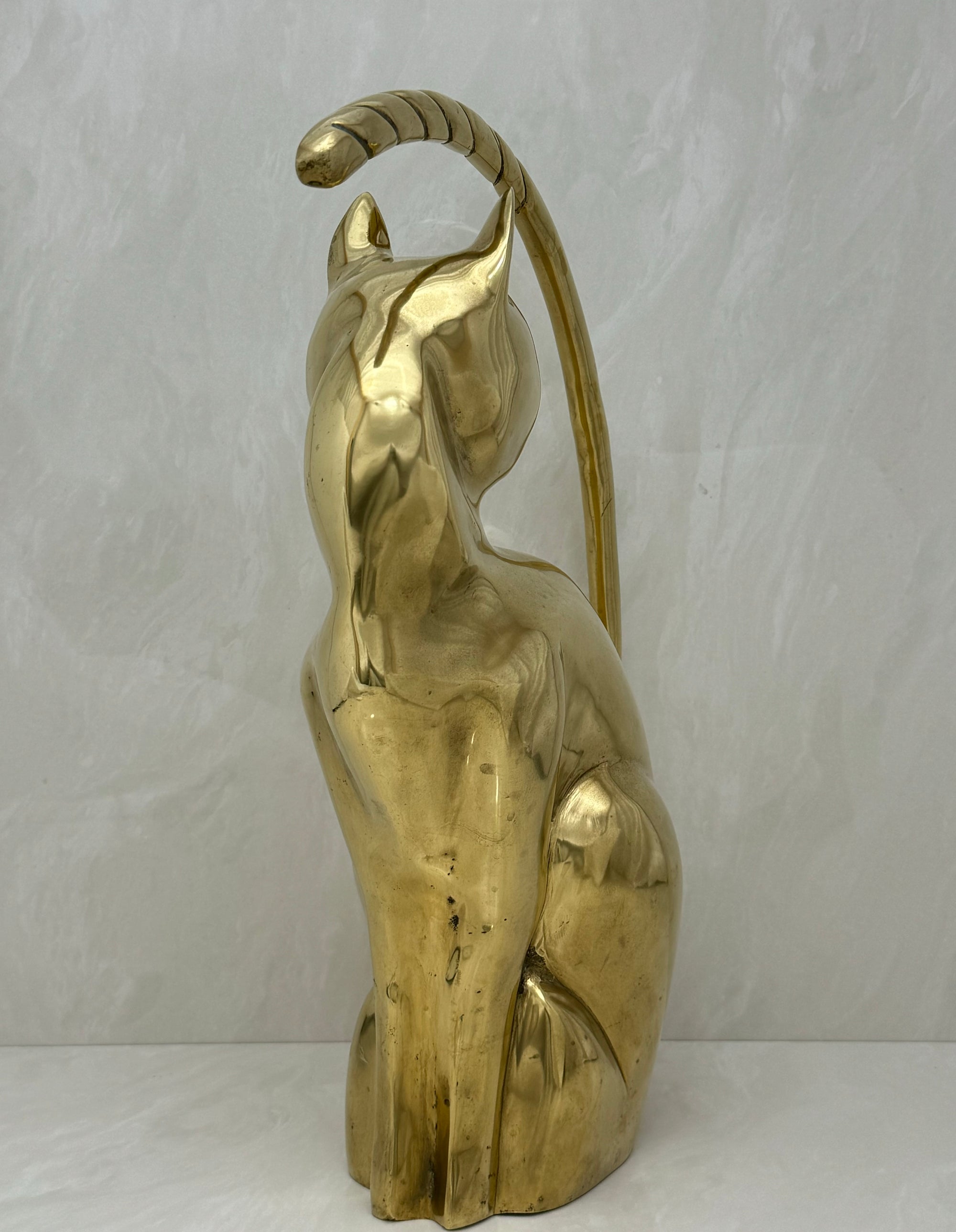 Vintage Brass Stylized Long Tailed Cat-MCM By Dolbi Cashier