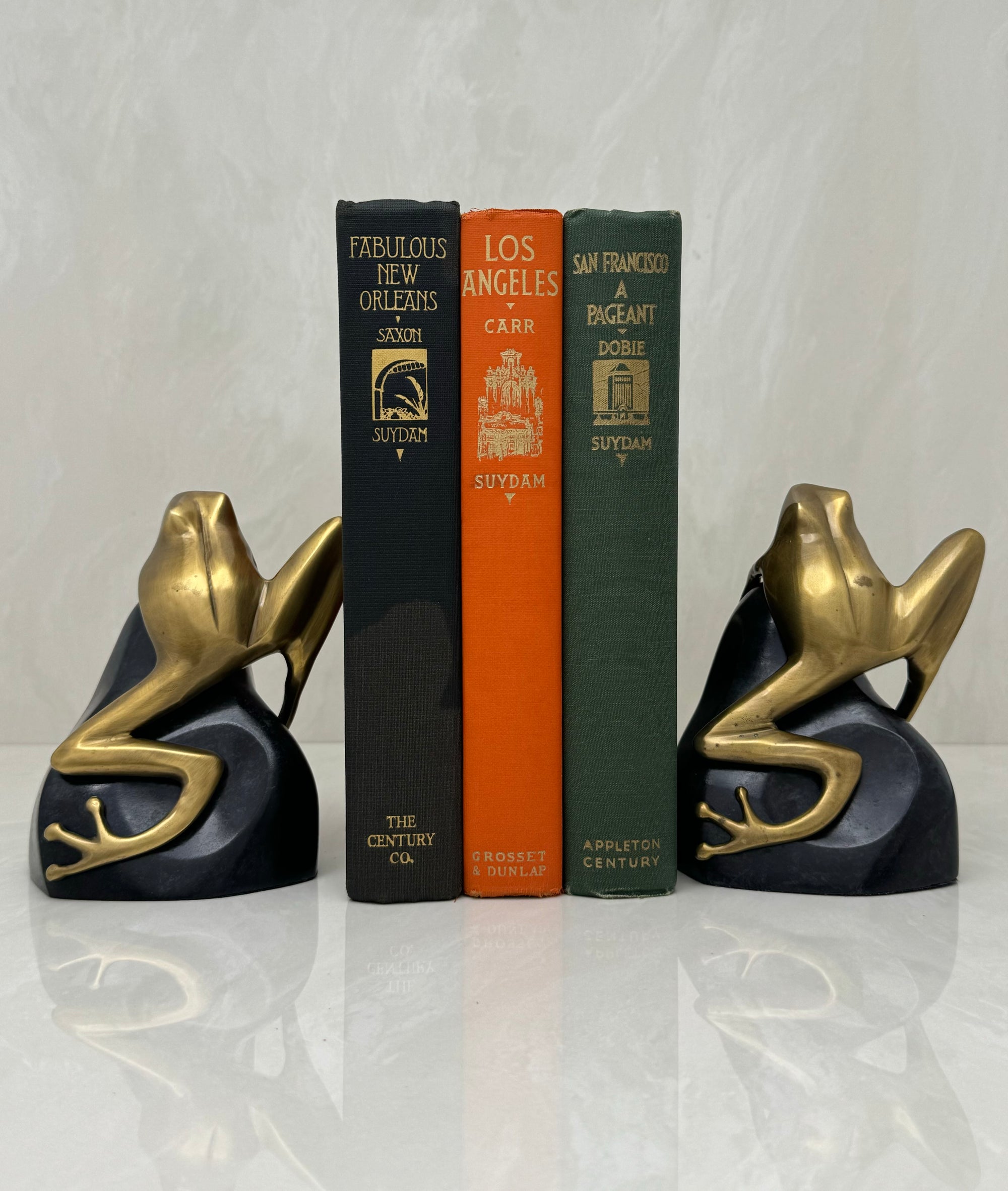 Vintage Bombay Frog on Rock Bookends-A Pair