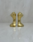 Vintage Brass Cat Head Bookends-A Pair