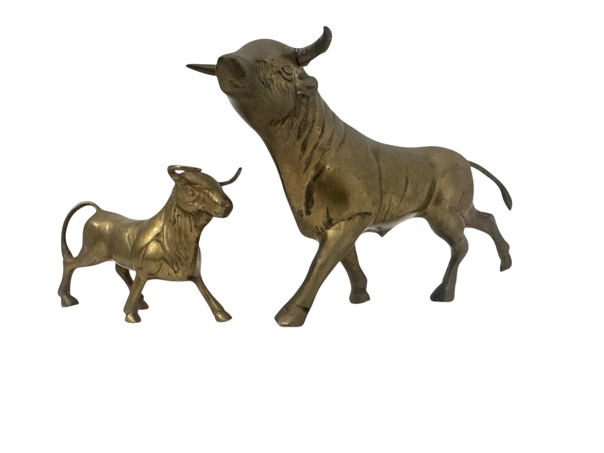 Vintage Brass Bull Figurines – Pair of Mid-Century Modern Bulls