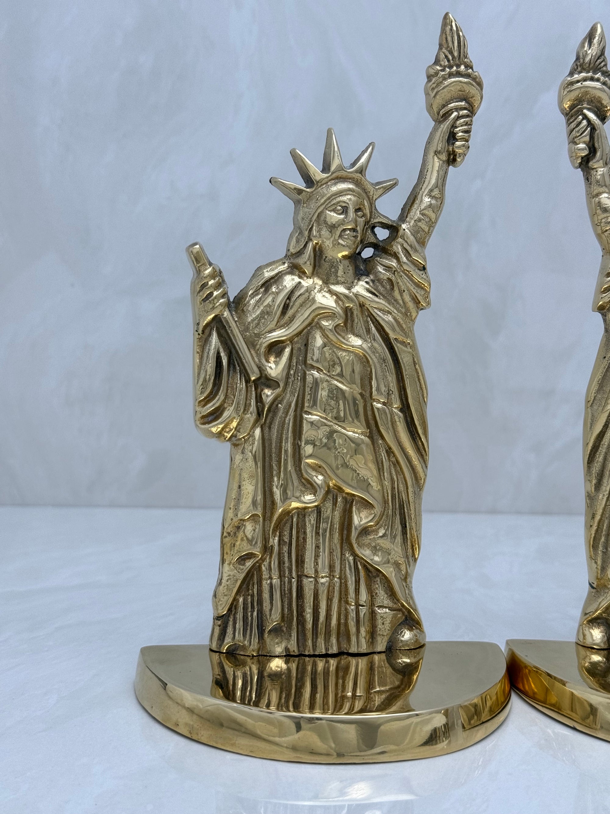 Vintage Brass Statue of Liberty Bookends- A Pair