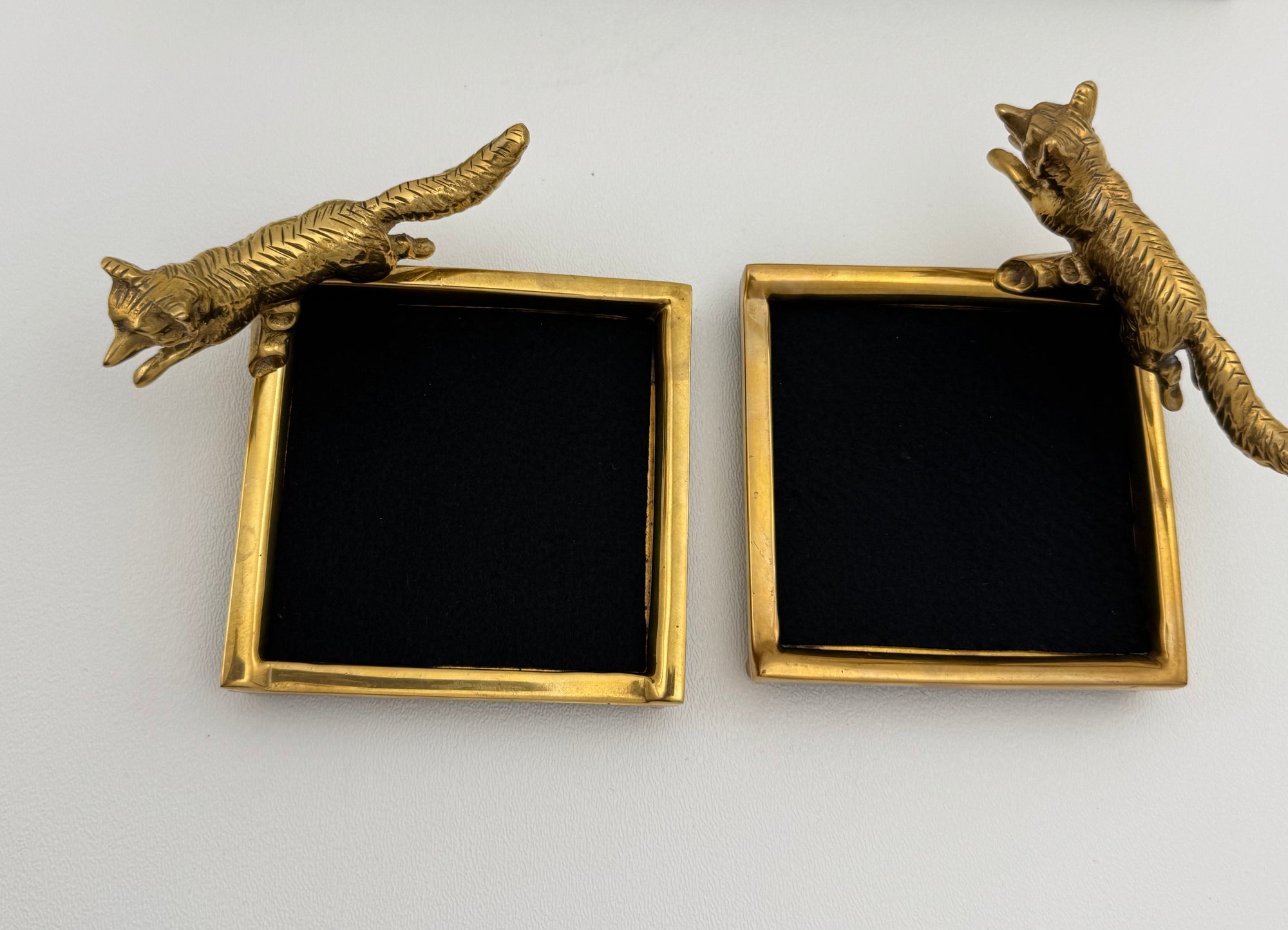 Vintage Brass Fox Trinket Dish-A Pair