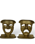 Vintage Brass Drama Masks Bookends- A Pair