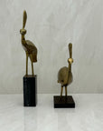 Vintage Brass Peacocks on Marble Bases- A Pair by Rosenthal Netter