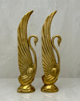 Tall Vintage Brass Swans-A Pair by Dolbi Cashier