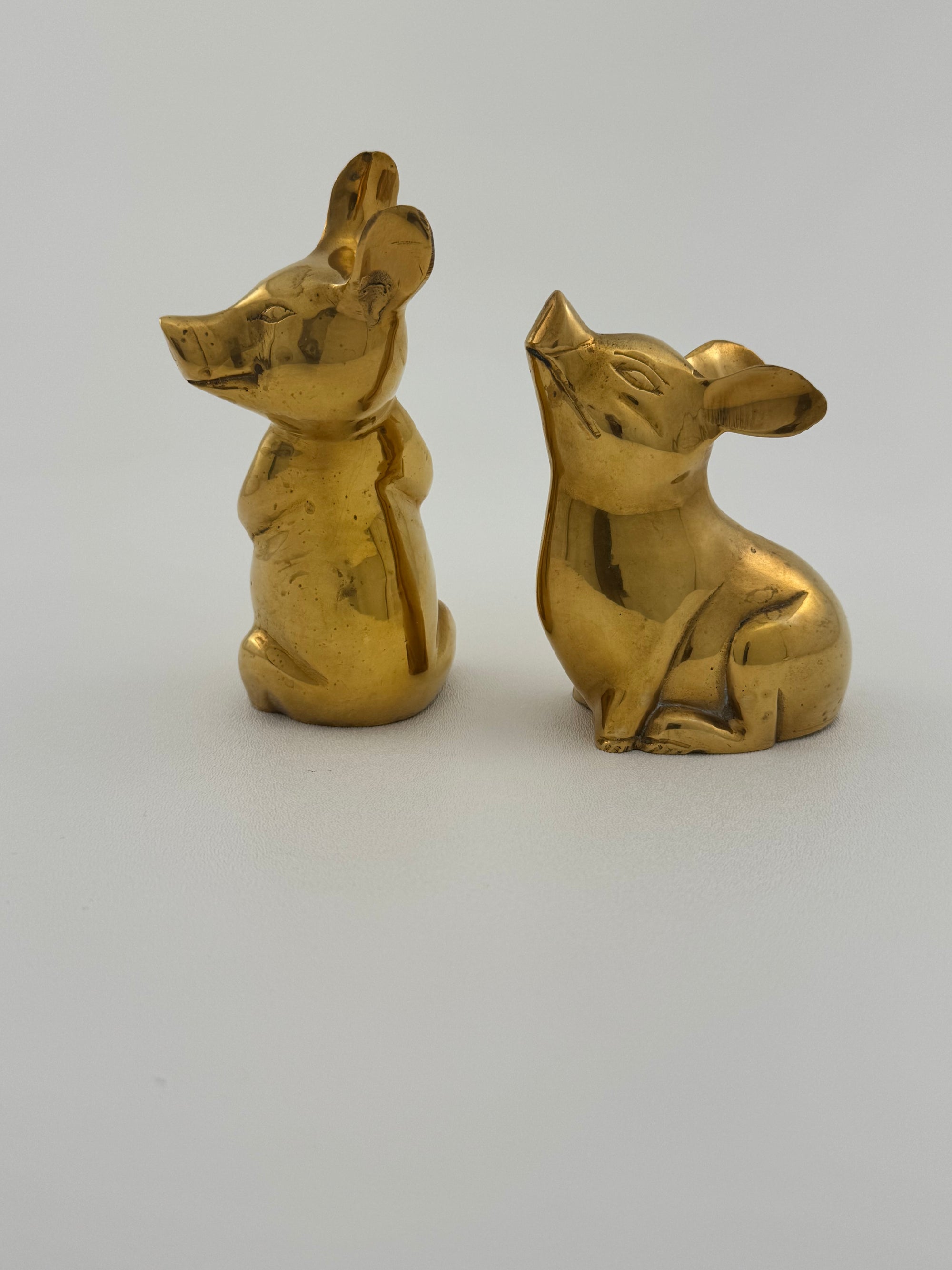Vintage Brass Romeo and Juliet Pigs-A Pair
