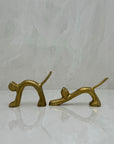 Vintage Brass Stretching Cats-A Pair