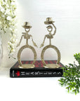 Gunslinger Brothers' Brass Candlestick Holders- A Pair