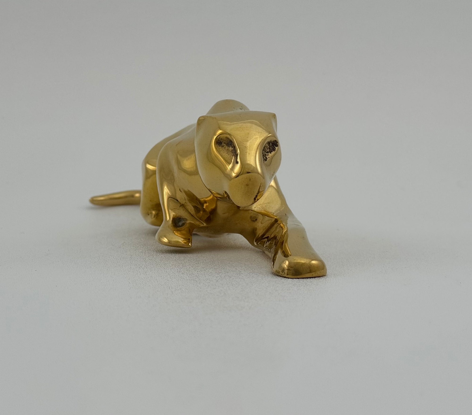 Vintage Brass Crouching Jaguar