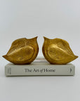 Vintage Brass Etched Bird Vases/Stash Pot/Small Planters – Set of 2