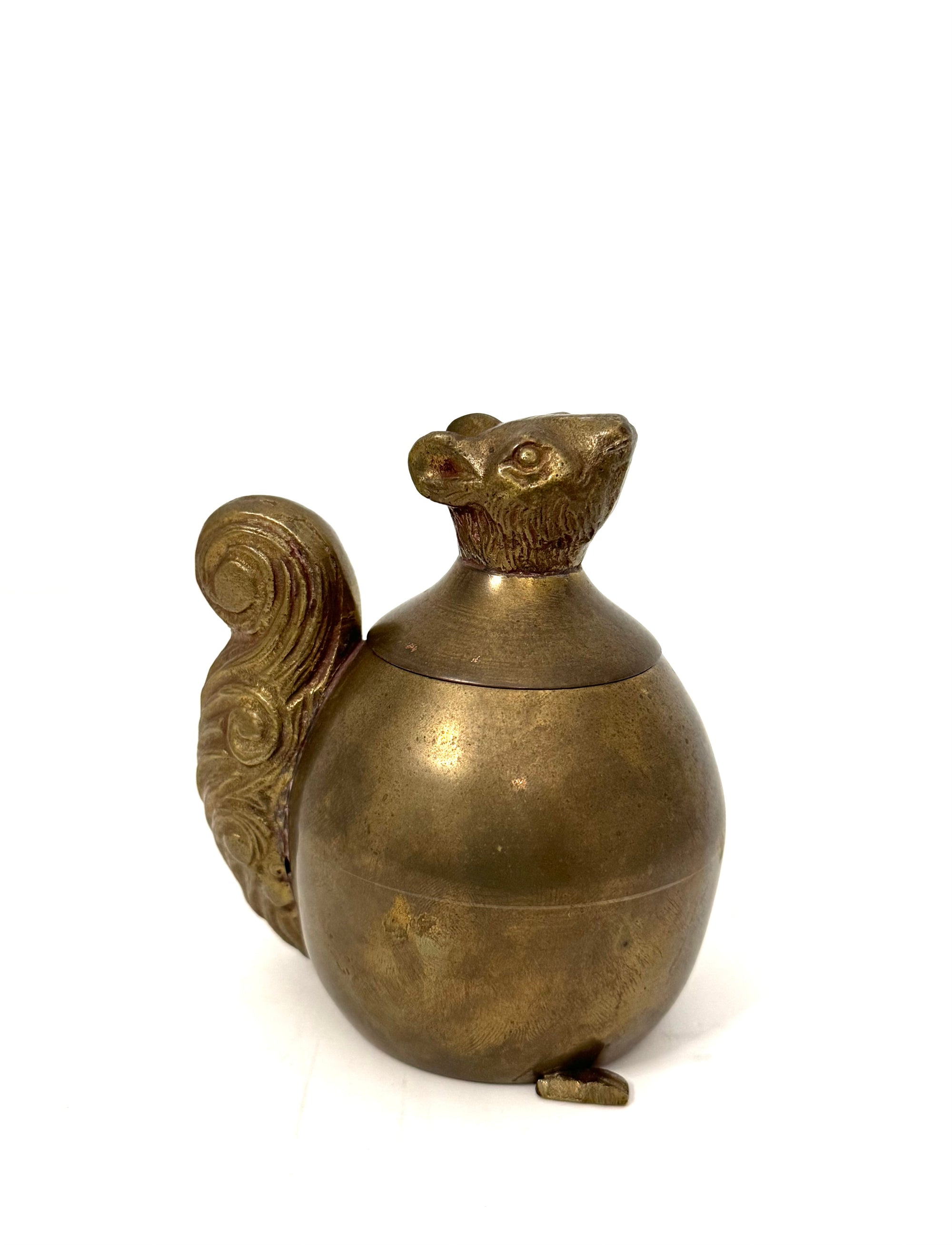 Vintage Brass Squirrel Trinket Container