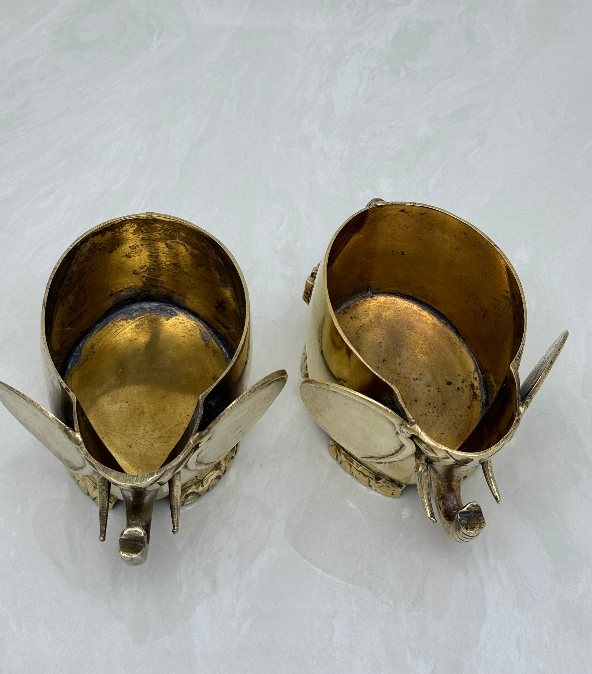 Vintage Brass Elephant Cachepots- A Pair