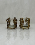 Vintage Brass Floral Candleholders-A Pair