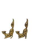 Vintage Brass Squirrel Figurines – Playful Mid-Century Pair with High Curved Tails