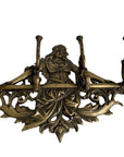 Antique Brass Wall Hook Rack – Victorian Lady Motif, Ornate Rococo Detail (8 lbs)