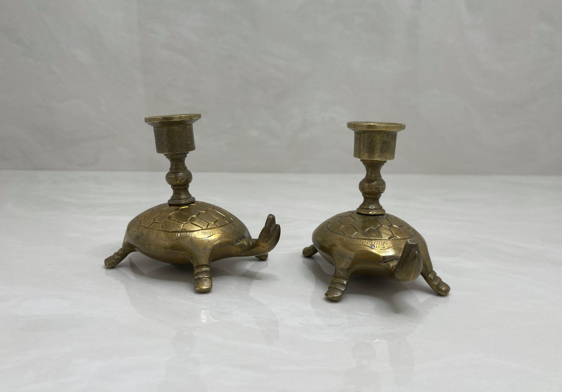 Vintage Brass Candlestick Holders-Pair