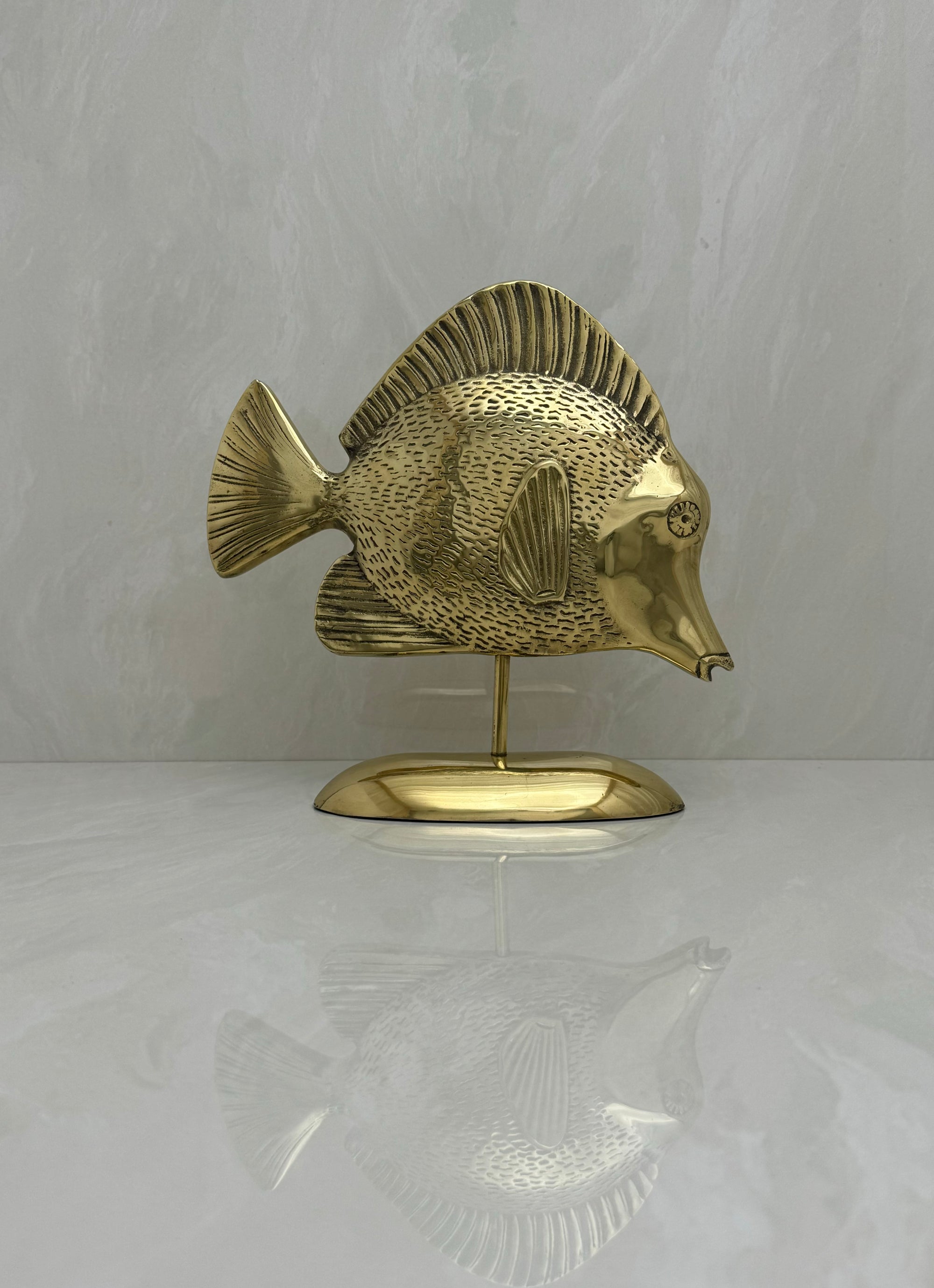 MCM Vintage Brass Fish On A Stand