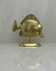 MCM Vintage Brass Fish On A Stand