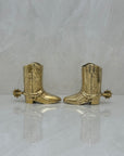 Small Vintage Brass Cowboy Boot Vases-A Pair