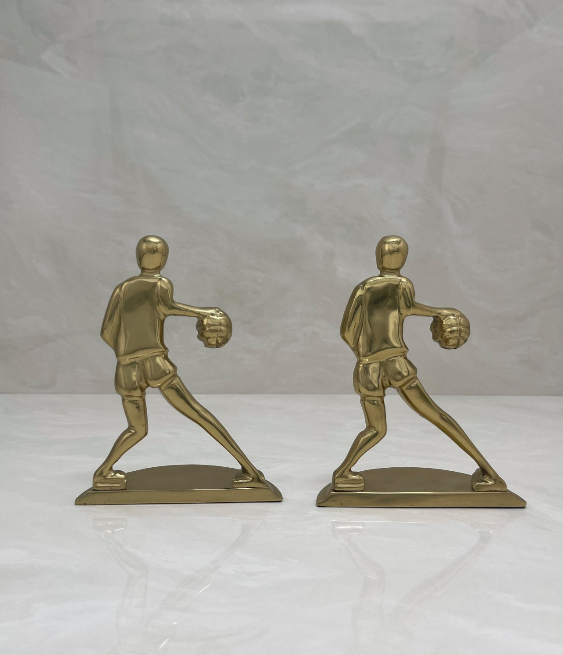 Vintage Brass Basketball Bookends Larry Bird-A Pair