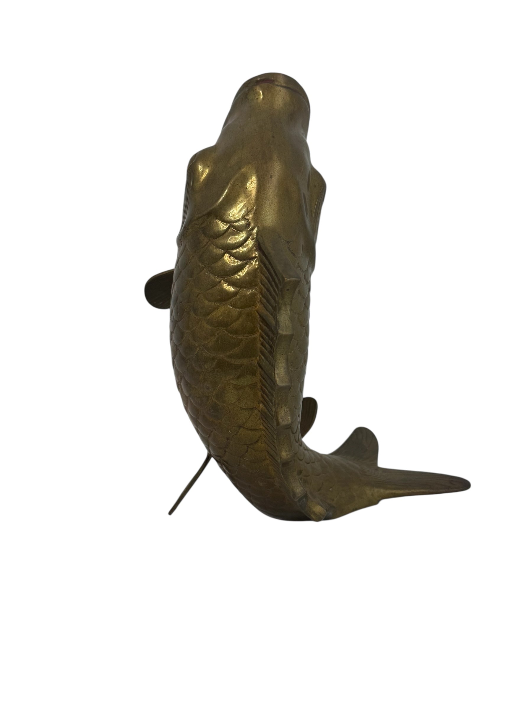 Vintage Brass Standing Fish Vase – Mid-Century Koi Style Vessel/Vase/Coin or Wishing Bank