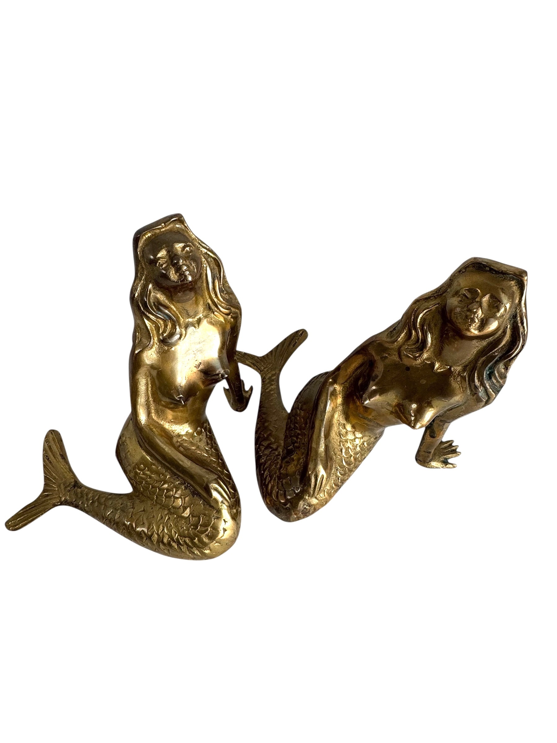 Vintage Brass Mermaid Pair