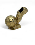 Vintage Brass Soccer Cleat and Ball Figurine