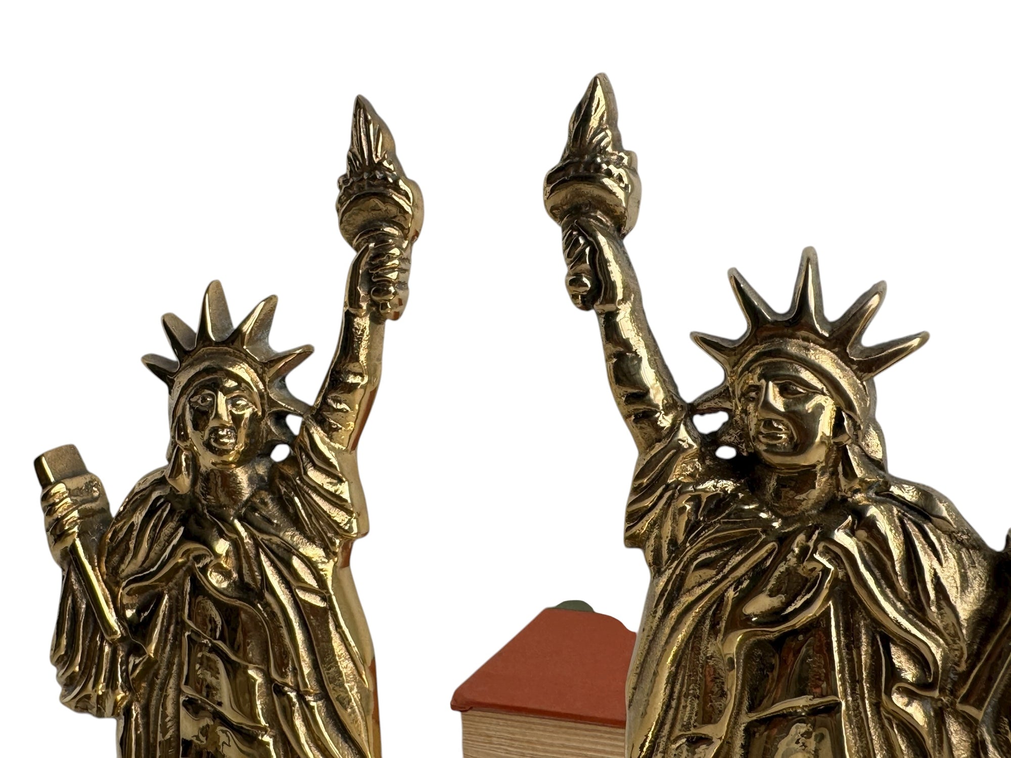 Vintage Brass Statue of Liberty Bookends (Set of Two)