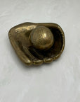 Vintage Brass Baseball Glove and Ball-A Two Piece Set