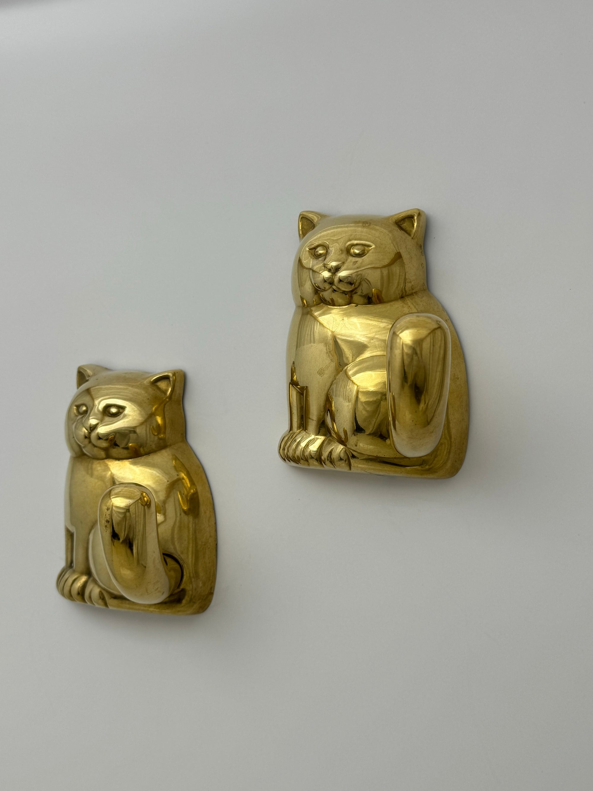 Vintage Brass Cat Wall Hook-A Pair