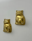 Vintage Brass Cat Wall Hook-A Pair