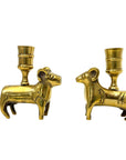 Vintage Brass Ram Candle Holders | Mid-Century Handcrafted Pair
