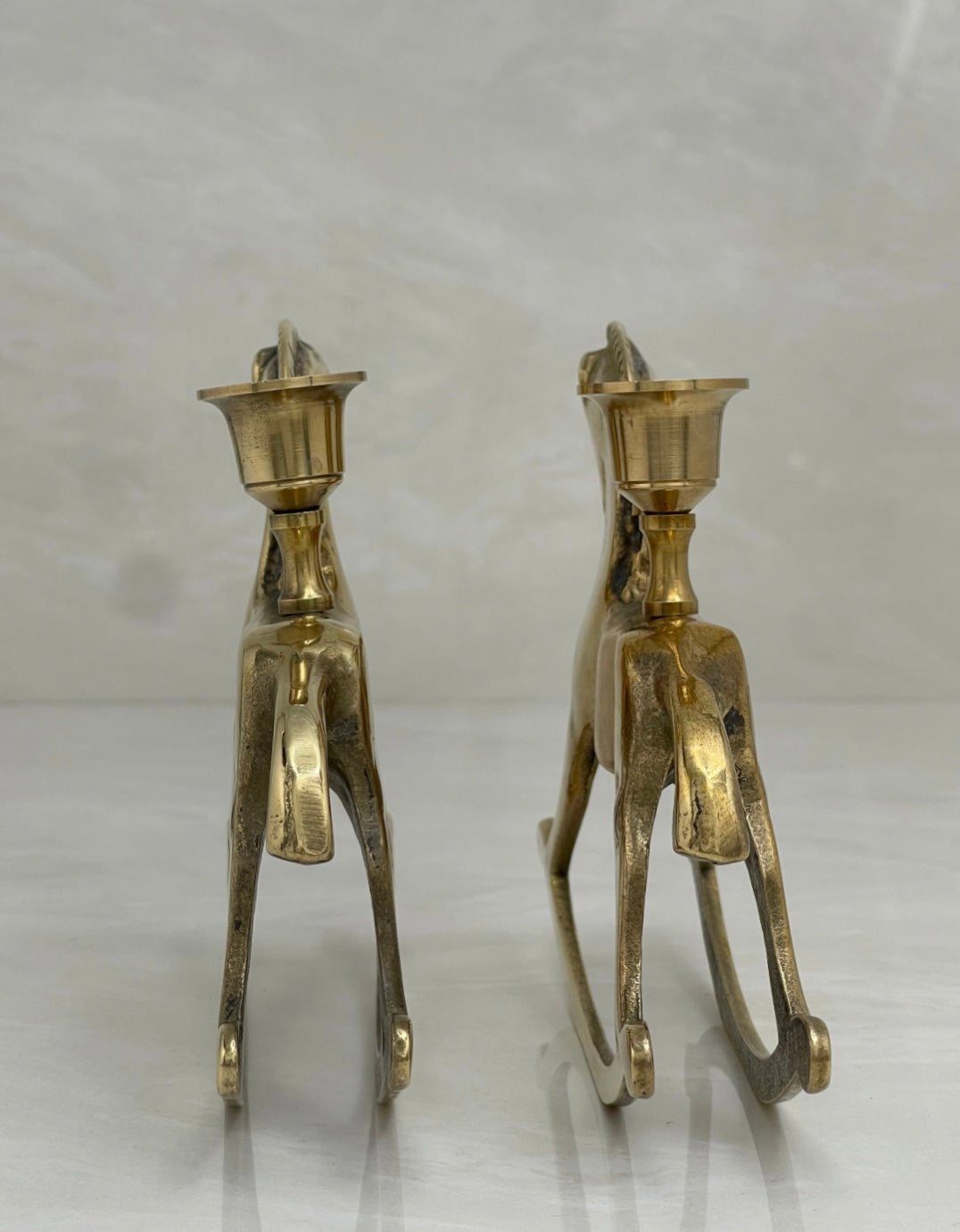 Vintage Brass Unicorn Candleholders-A Pair