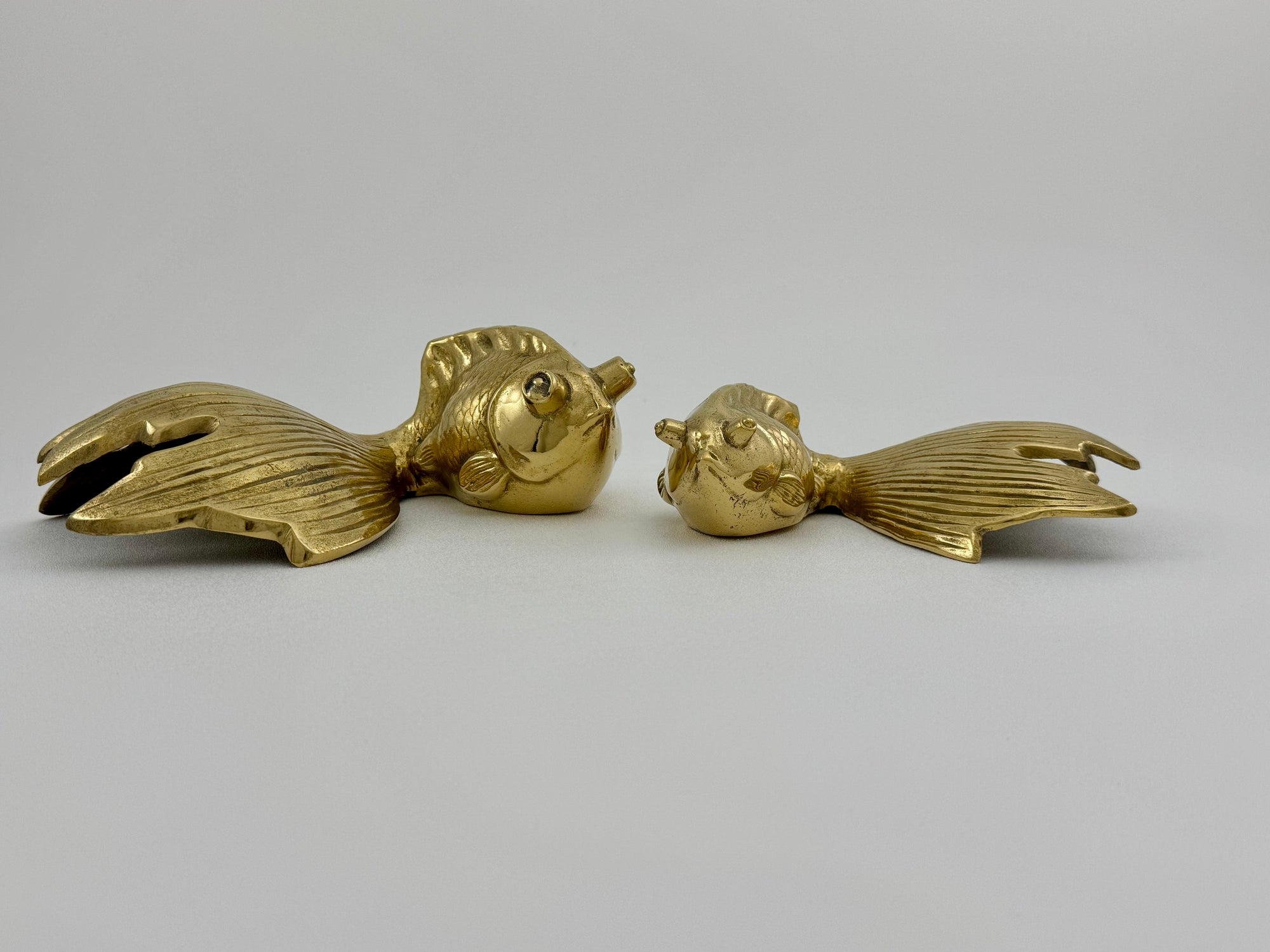 Large Vintage Fancy Tail Large Eyed Brass Fish- A Pair