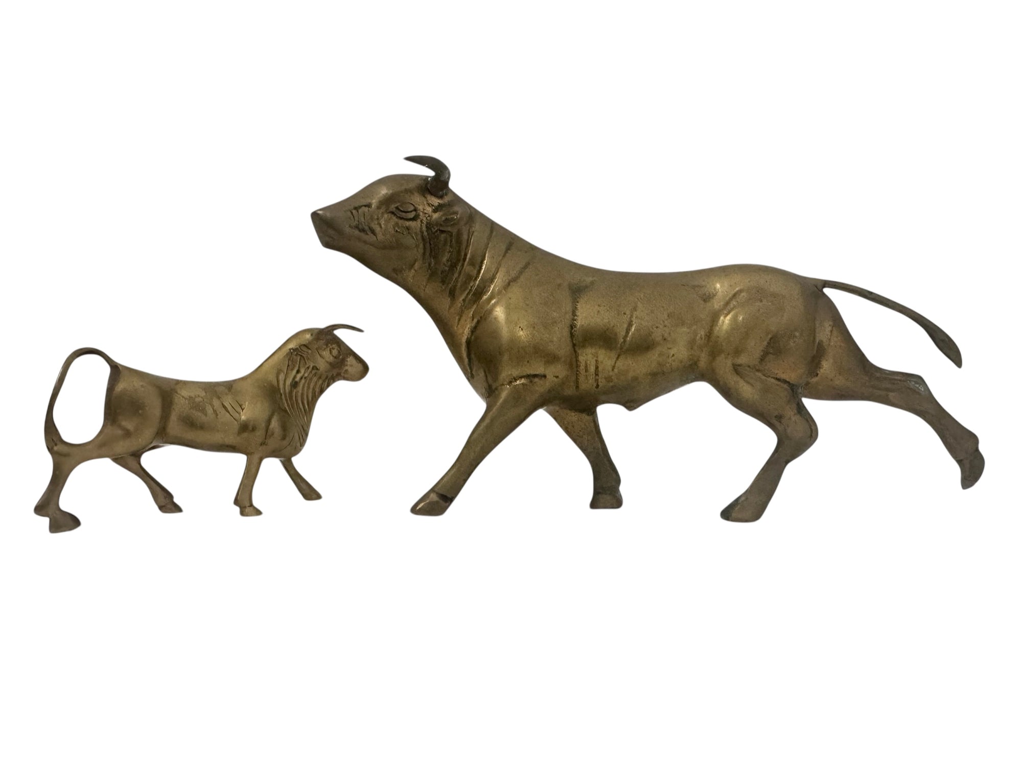 Vintage Brass Bull Figurines – Pair of Mid-Century Modern Bulls