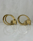 Vintage Brass Rams with Curled Horns-A Pair