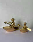 Vintage Brass Duck and Duckling Paddling Boats-A Pair