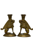 Vintage Brass Winged Sphinx Candleholders-A Pair