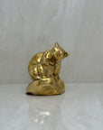 Vintage Brass Mama Bear and Cub on Rock