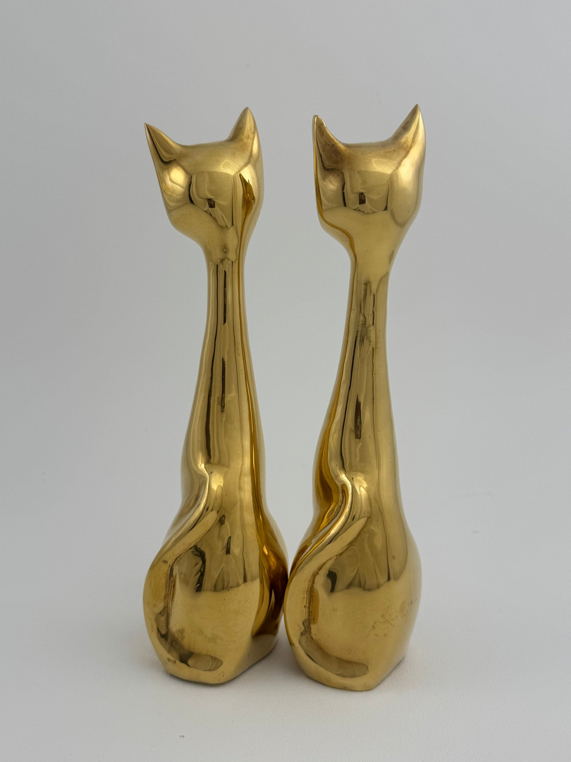 Slim MCM Vintage Brass Cats-A Pair
