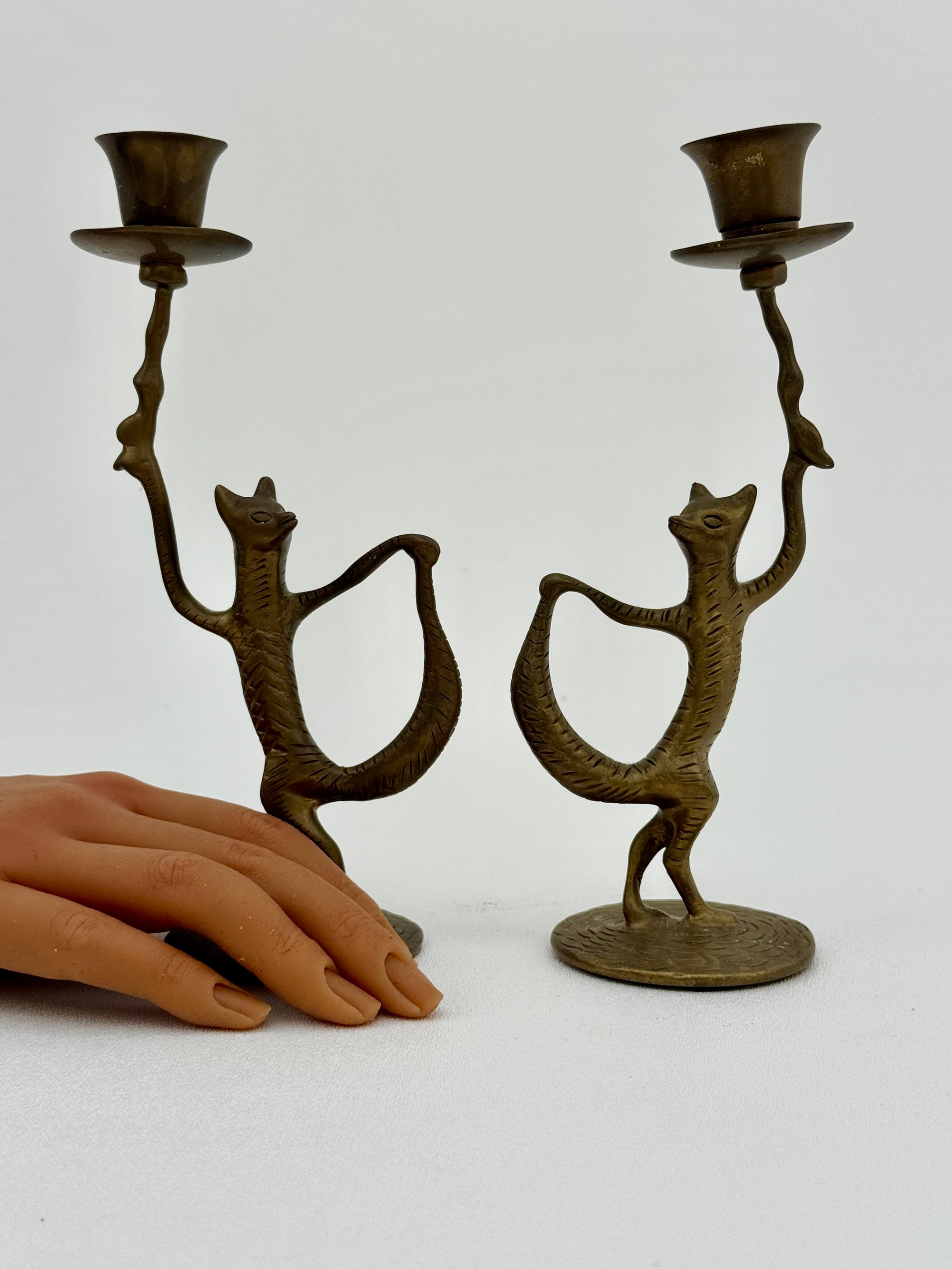 Dancing Fox Candleholders- A Pair
