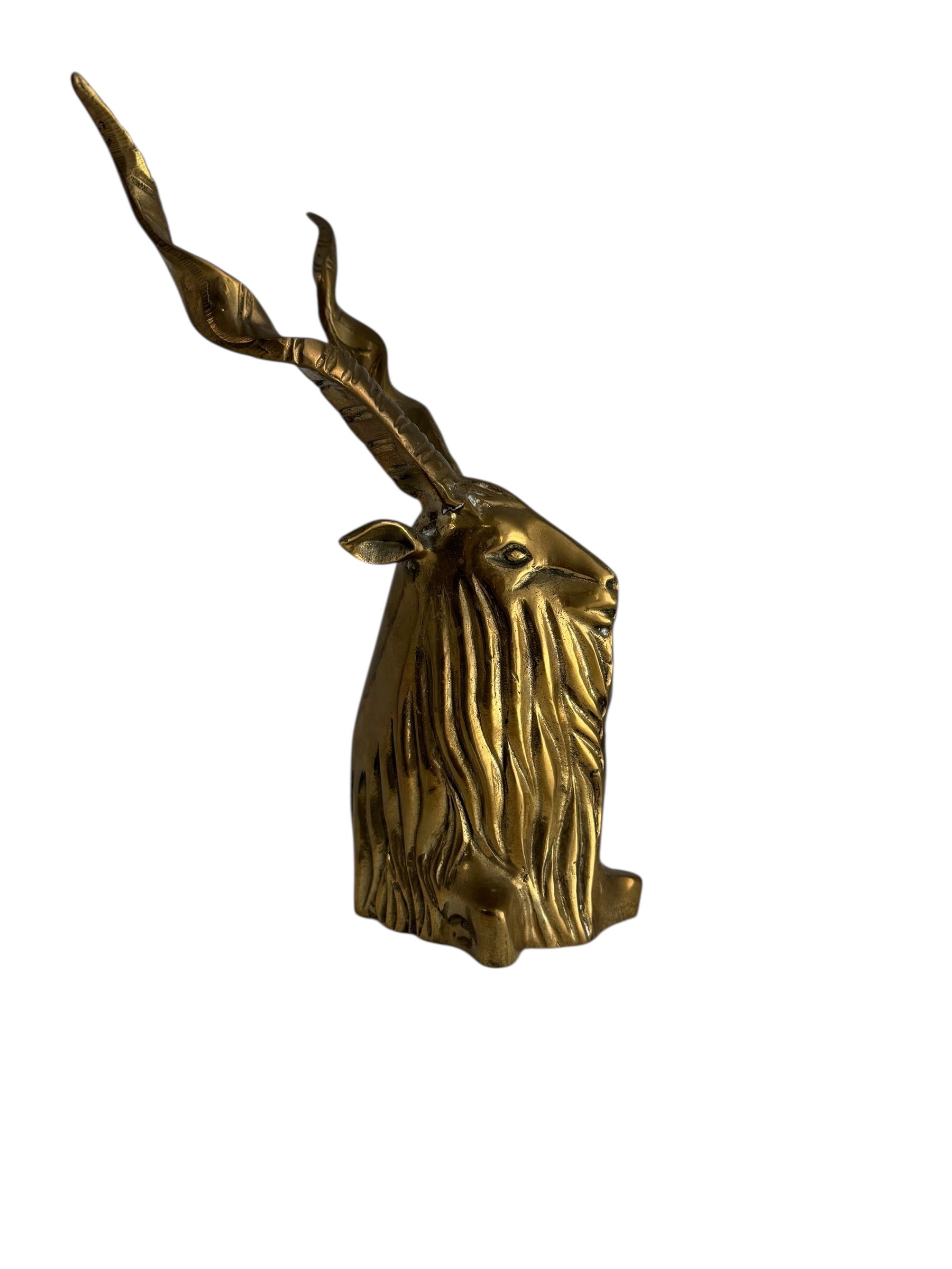 Vintage Brass Antelope with Spiral Horns