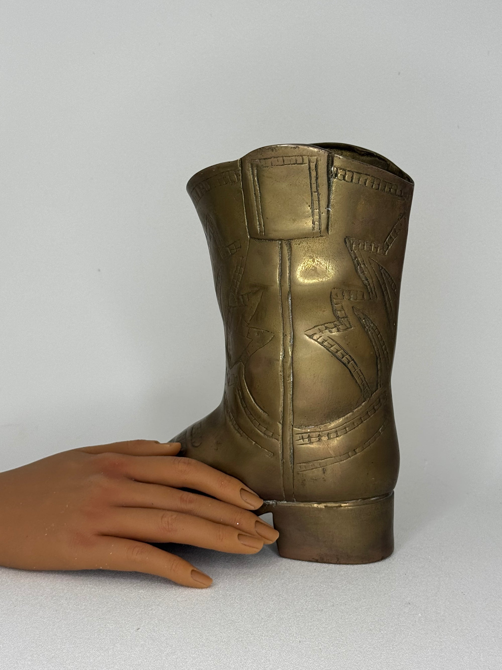 Vintage Brass Cowboy Boot