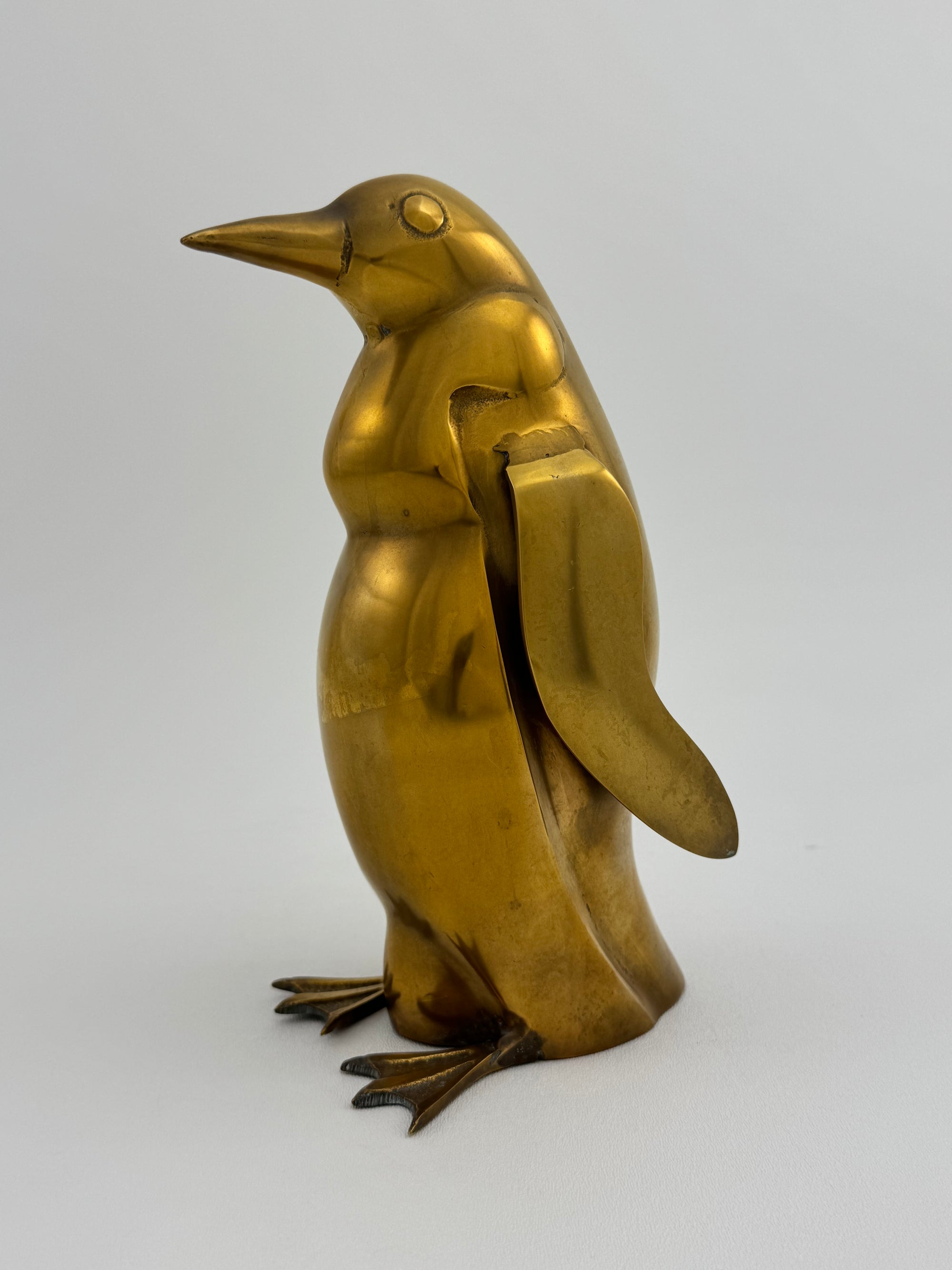 Tall Vintage Brass Penguin