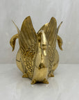 Vintage Brass Three Swan Vase