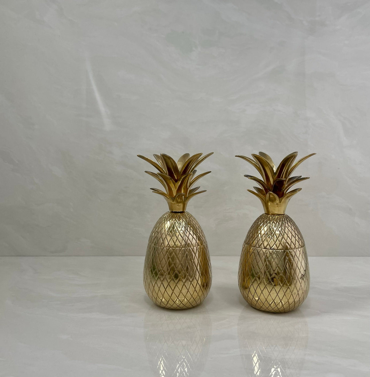 Vintage Brass Pineapple Trinket Containers- A Pair