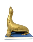 Vintage Brass Sea Lion Sculpture – Mid-Century Modern Marine Art | Made in Korea | Hollywood Regency Coastal Decor